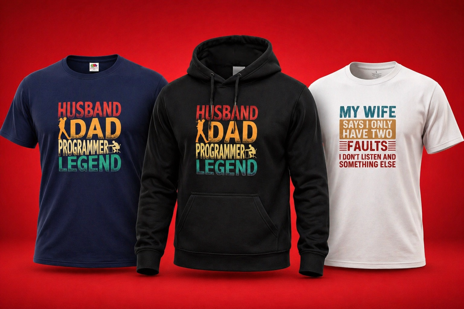 Custom printed hoodie and t-shirts with personalised designs