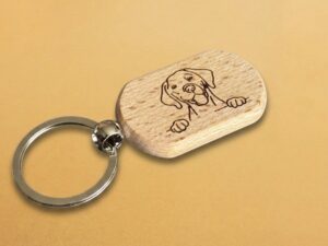 Personalised laser engraved bamboo keychain by Vesta