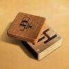 Personalised engraved cufflinks in wooden gift box by Vesta