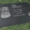Personalised pet memorial slate with photo engraving by Vesta