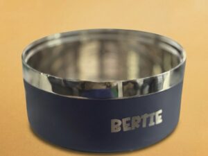Personalised engraved stainless steel dog bowl by Vesta