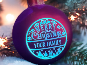 LED personalised Christmas bauble engraved gift Scotland