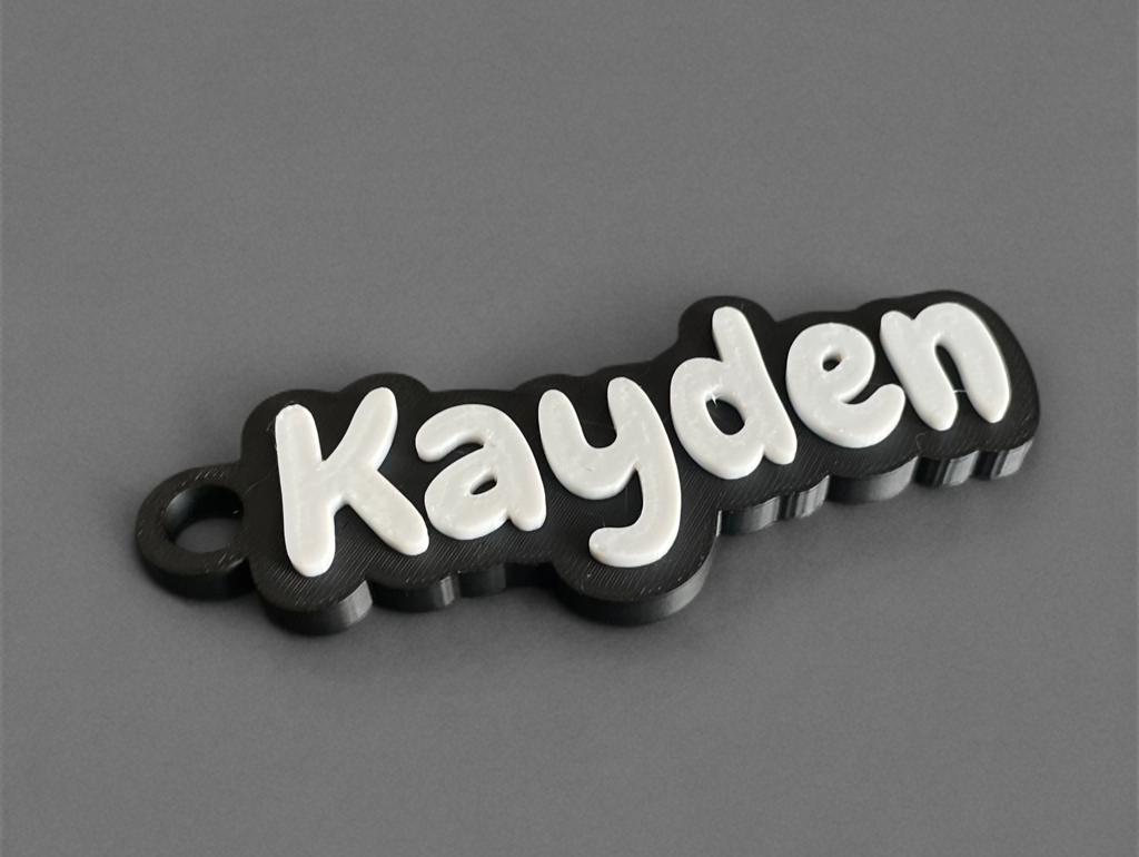 Personalised 3D printed name keychain from Vesta Custom Creations