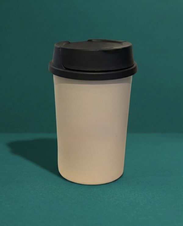 Branded reusable coffee cup with custom logo by Vesta