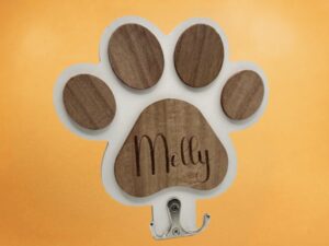 Personalised wall-mounted dog lead hook by Vesta